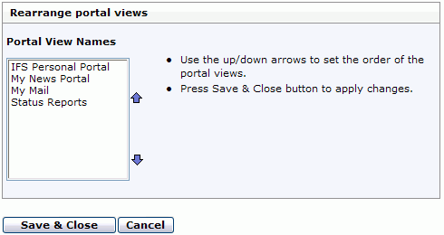 Rearrange portal views popup window contents