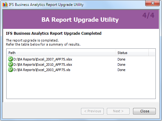 IFS BA Report Upgrade Utility